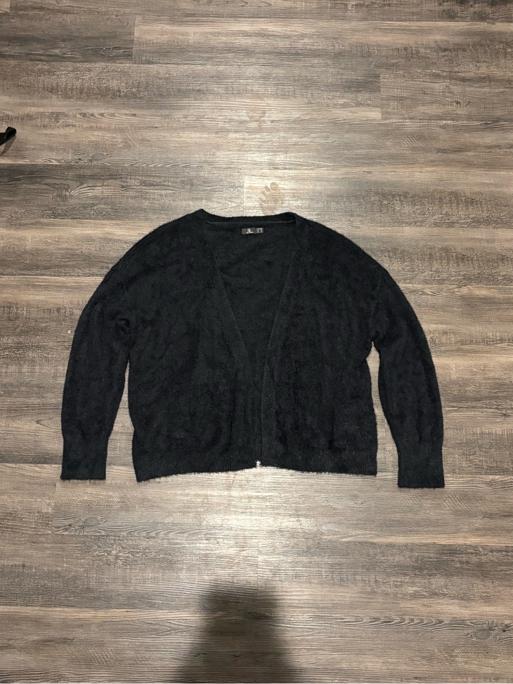 Volcom Black Fuzzy V-Neck Open Cardigan
